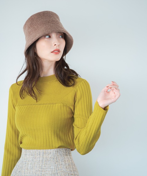 Andemiu（アンデミュウ）の「【カラー診断】プチハイリブニット227812（ニット/セーター・レディース・アイボリー/ブラック/ブラウン/ブルー/イエロー/ピンク・FREE）」の5枚目の写真