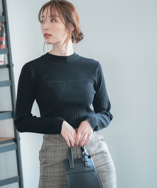 Andemiu（アンデミュウ）の「【カラー診断】プチハイリブニット227812（ニット/セーター・レディース・アイボリー/ブラック/ブラウン/ブルー/イエロー/ピンク・FREE）」の3枚目の写真