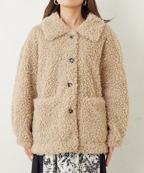 Lui's（ルイス）の「フェイクカルガンジャケット（ムートンコート・レディース・サックスブルー/ダークブラウン/ライトベージュ・FREE）」の19枚目の写真