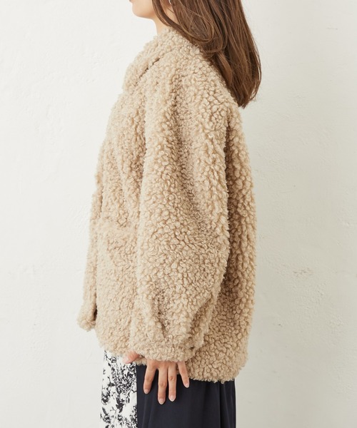 Lui's（ルイス）の「フェイクカルガンジャケット（ムートンコート・レディース・サックスブルー/ダークブラウン/ライトベージュ・FREE）」の7枚目の写真