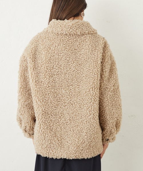 Lui's（ルイス）の「フェイクカルガンジャケット（ムートンコート・レディース・サックスブルー/ダークブラウン/ライトベージュ・FREE）」の13枚目の写真