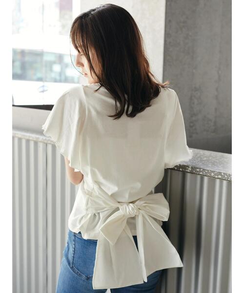 Areeam（アリーム）の「トキメキが咲くリボンTシャツ（Tシャツ/カットソー・レディース・ベージュ/オフホワイト・FREE）」の2枚目の写真