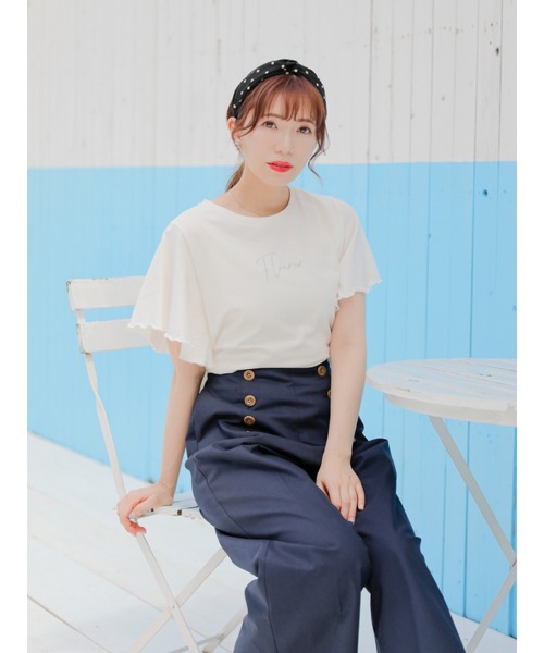 Areeam（アリーム）の「トキメキが咲くリボンTシャツ（Tシャツ/カットソー・レディース・ベージュ/オフホワイト・FREE）」の11枚目の写真