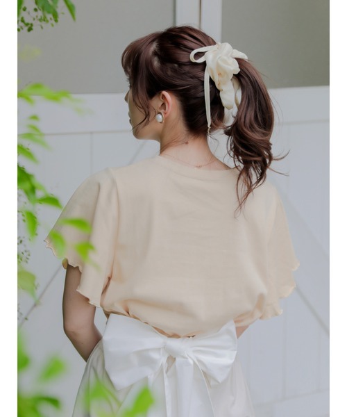 Areeam（アリーム）の「トキメキが咲くリボンTシャツ（Tシャツ/カットソー・レディース・ベージュ/オフホワイト・FREE）」の13枚目の写真