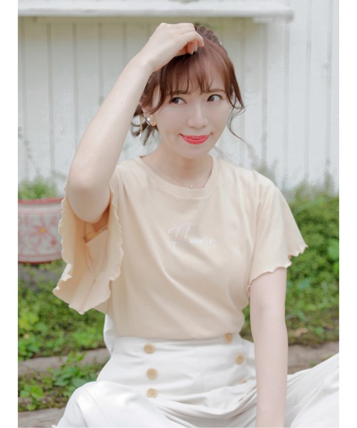 Areeam（アリーム）の「トキメキが咲くリボンTシャツ（Tシャツ/カットソー・レディース・ベージュ/オフホワイト・FREE）」の8枚目の写真