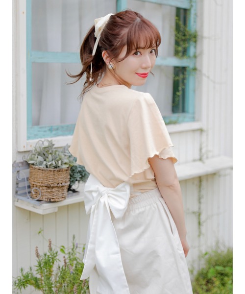 Areeam（アリーム）の「トキメキが咲くリボンTシャツ（Tシャツ/カットソー・レディース・ベージュ/オフホワイト・FREE）」の15枚目の写真