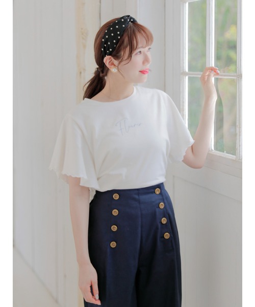 Areeam（アリーム）の「トキメキが咲くリボンTシャツ（Tシャツ/カットソー・レディース・ベージュ/オフホワイト・FREE）」の17枚目の写真