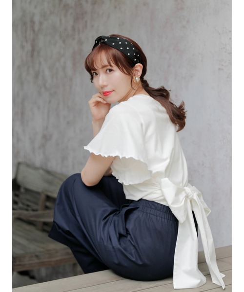 Areeam（アリーム）の「トキメキが咲くリボンTシャツ（Tシャツ/カットソー・レディース・ベージュ/オフホワイト・FREE）」の20枚目の写真