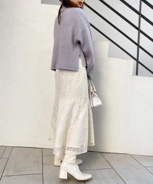 one after another NICE CLAUP（ワンアフターアナザーナイスクラップ）の「【Ｓ・Ｍサイズ展開あり】ハイウエスト総レースマーメイドスカート（スカート・レディース・グレー/アイボリー・SMALL/MEDIUM）」の12枚目の写真