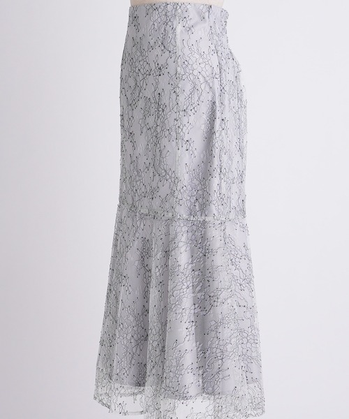 one after another NICE CLAUP（ワンアフターアナザーナイスクラップ）の「【Ｓ・Ｍサイズ展開あり】ハイウエスト総レースマーメイドスカート（スカート・レディース・グレー/アイボリー・SMALL/MEDIUM）」の20枚目の写真
