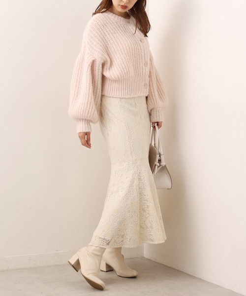 one after another NICE CLAUP（ワンアフターアナザーナイスクラップ）の「【Ｓ・Ｍサイズ展開あり】ハイウエスト総レースマーメイドスカート（スカート・レディース・グレー/アイボリー・SMALL/MEDIUM）」の15枚目の写真