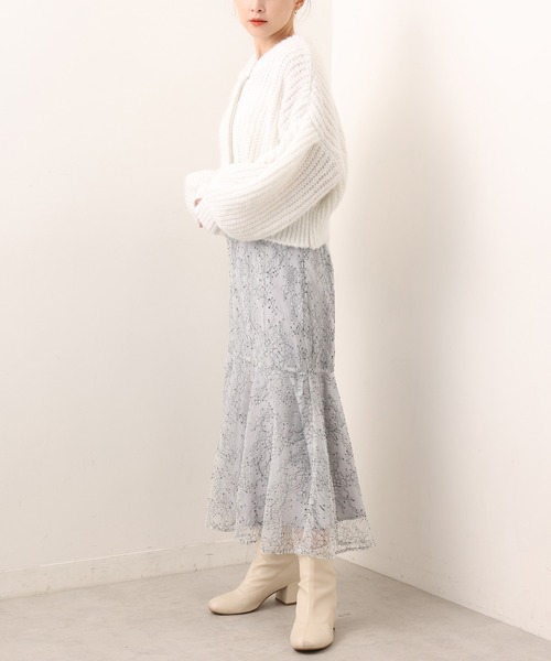 one after another NICE CLAUP（ワンアフターアナザーナイスクラップ）の「【Ｓ・Ｍサイズ展開あり】ハイウエスト総レースマーメイドスカート（スカート・レディース・グレー/アイボリー・SMALL/MEDIUM）」の10枚目の写真