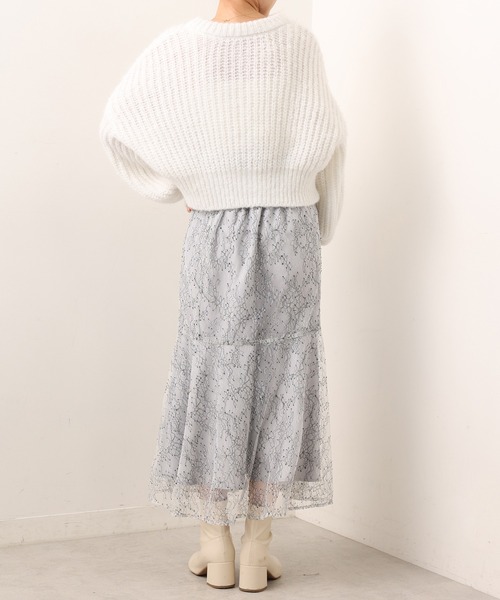 one after another NICE CLAUP（ワンアフターアナザーナイスクラップ）の「【Ｓ・Ｍサイズ展開あり】ハイウエスト総レースマーメイドスカート（スカート・レディース・グレー/アイボリー・SMALL/MEDIUM）」の6枚目の写真