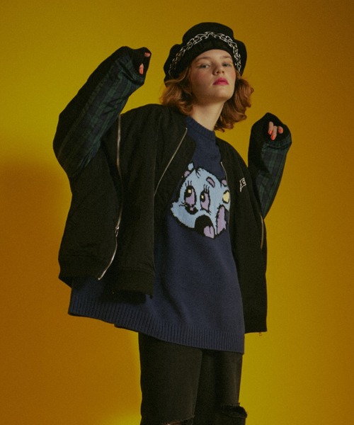 【極美品】CANDY STRIPPER チェッカーフラッグ　MA-1 ブルゾン NEW ARRIVAL♡今週末入荷のBLACK COLLECTION / CANDY STRIPPER