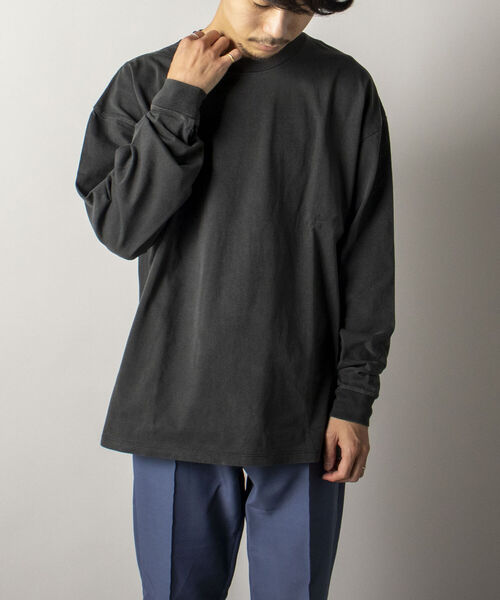 GLOSTER（グロスター）の「【GLOSTER/グロスター】ヴィンテージ加工 ロングスリーブTシャツ（Tシャツ/カットソー・メンズ・イエロー/グリーン/スミクロ/キナリ・MEDIUM/LARGE）」の2枚目の写真