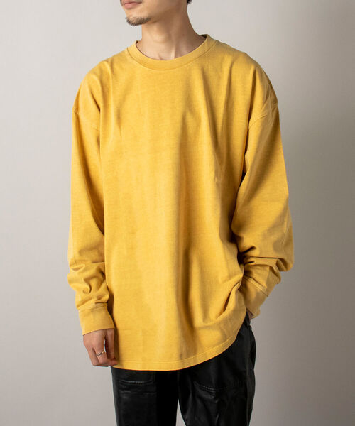 GLOSTER（グロスター）の「【GLOSTER/グロスター】ヴィンテージ加工 ロングスリーブTシャツ（Tシャツ/カットソー・メンズ・イエロー/グリーン/スミクロ/キナリ・MEDIUM/LARGE）」の4枚目の写真