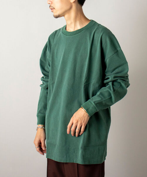 GLOSTER（グロスター）の「【GLOSTER/グロスター】ヴィンテージ加工 ロングスリーブTシャツ（Tシャツ/カットソー・メンズ・イエロー/グリーン/スミクロ/キナリ・MEDIUM/LARGE）」の3枚目の写真