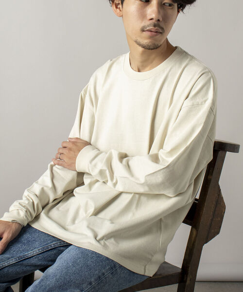 GLOSTER（グロスター）の「【GLOSTER/グロスター】ヴィンテージ加工 ロングスリーブTシャツ（Tシャツ/カットソー・メンズ・イエロー/グリーン/スミクロ/キナリ・MEDIUM/LARGE）」の5枚目の写真