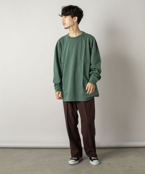 GLOSTER（グロスター）の「【GLOSTER/グロスター】ヴィンテージ加工 ロングスリーブTシャツ（Tシャツ/カットソー・メンズ・イエロー/グリーン/スミクロ/キナリ・MEDIUM/LARGE）」の6枚目の写真