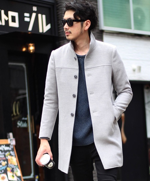 RATTLE TRAP（ラトルトラップ）の「中空糸メルトンスタンドコート（チェスターコート・メンズ・ライトグレー/キャメル/ブラック/ブラック系その他/ブラウン系その他・S/M/L/LL）」の4枚目の写真