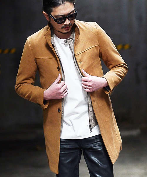 RATTLE TRAP（ラトルトラップ）の「中空糸メルトンスタンドコート（チェスターコート・メンズ・ライトグレー/キャメル/ブラック/ブラック系その他/ブラウン系その他・S/M/L/LL）」の7枚目の写真