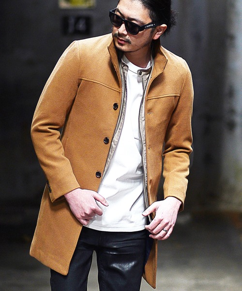 RATTLE TRAP（ラトルトラップ）の「中空糸メルトンスタンドコート（チェスターコート・メンズ・ライトグレー/キャメル/ブラック/ブラック系その他/ブラウン系その他・S/M/L/LL）」の8枚目の写真