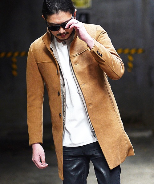 RATTLE TRAP（ラトルトラップ）の「中空糸メルトンスタンドコート（チェスターコート・メンズ・ライトグレー/キャメル/ブラック/ブラック系その他/ブラウン系その他・S/M/L/LL）」の9枚目の写真