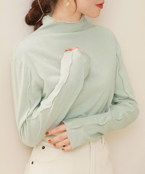 Newlyme(ニューリーミー)の「フリルメロートップス(Tシャツ/カットソー・レディース・ホワイト/ブラック/パープル/ブラウン/ブルーグレー/ライトベージュ・MEDIUM/LARGE/X-LARGE/XX-LARGE)」の4枚目の写真