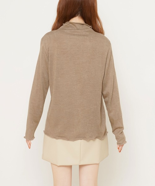 Newlyme(ニューリーミー)の「フリルメロートップス(Tシャツ/カットソー・レディース・ホワイト/ブラック/パープル/ブラウン/ブルーグレー/ライトベージュ・MEDIUM/LARGE/X-LARGE/XX-LARGE)」の10枚目の写真