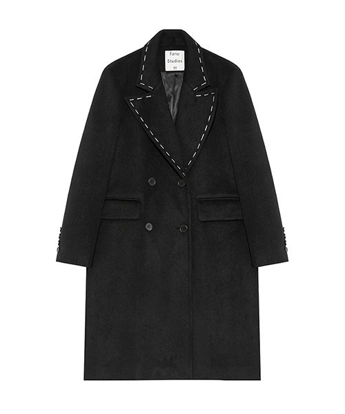 Fano Studios（ファノ ストゥディオズ）の「ステッチカラー ロングチェスターコート FD21W026【Fano Studios】（チェスターコート・レディース・ブラック・L/M/XS/S）」の9枚目の写真