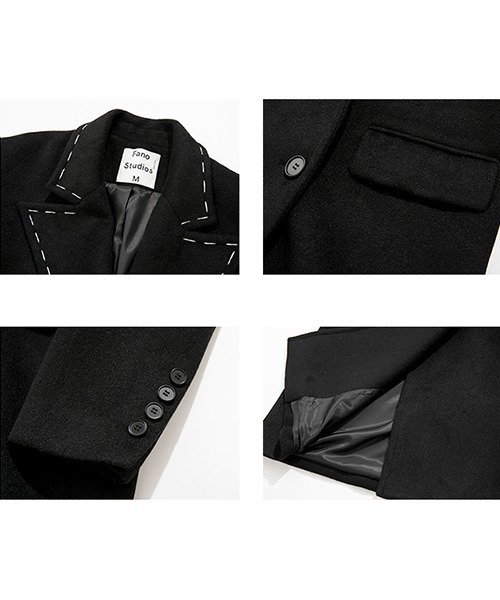 Fano Studios（ファノ ストゥディオズ）の「ステッチカラー ロングチェスターコート FD21W026【Fano Studios】（チェスターコート・レディース・ブラック・L/M/XS/S）」の11枚目の写真