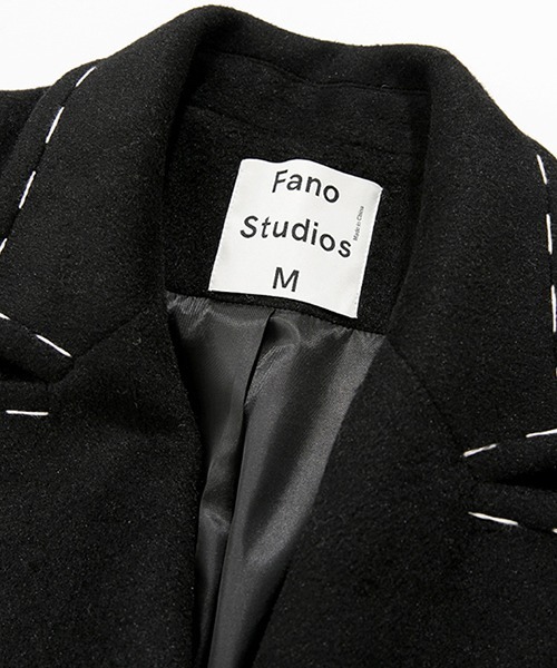 Fano Studios（ファノ ストゥディオズ）の「ステッチカラー ロングチェスターコート FD21W026【Fano Studios】（チェスターコート・レディース・ブラック・L/M/XS/S）」の12枚目の写真