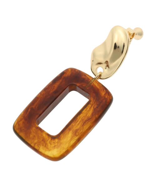 earth music&ecology（アースミュージックアンドエコロジー）の「マーブルカラースクエアイヤリング ＊（イヤリング・レディース・ブラウン/イエロー/グリーン・FREE）」の7枚目の写真