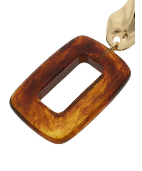 earth music&ecology（アースミュージックアンドエコロジー）の「マーブルカラースクエアイヤリング ＊（イヤリング・レディース・ブラウン/イエロー/グリーン・FREE）」の9枚目の写真