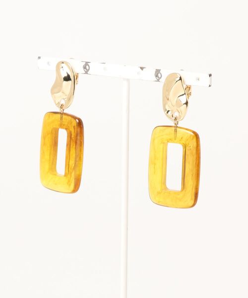 earth music&ecology（アースミュージックアンドエコロジー）の「マーブルカラースクエアイヤリング ＊（イヤリング・レディース・ブラウン/イエロー/グリーン・FREE）」の13枚目の写真