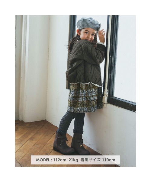 BeBe（ベベ）の「BeBe/【撥水加工】ボア×中綿キルティングリバーシブルコート(100~150cm)（ブルゾン・キッズ・オフホワイト/ピンク・140/120/150/100/130/110）」の3枚目の写真