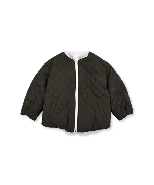 BeBe（ベベ）の「BeBe/【撥水加工】ボア×中綿キルティングリバーシブルコート(100~150cm)（ブルゾン・キッズ・オフホワイト/ピンク・140/120/150/100/130/110）」の7枚目の写真