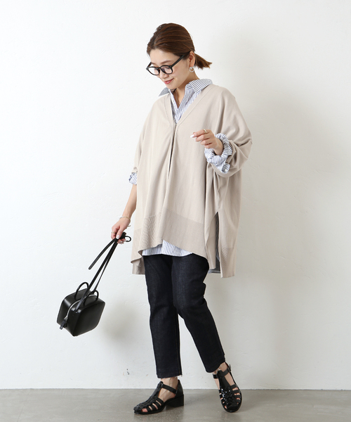 JOURNAL STANDARD(ジャーナルスタンダード)の「《追加》ハイツイストコットンポンチョカーディガン◆(カーディガン/ボレロ・レディース・ネイビー/ブラック/ブルー/グレー・FREE)」の6枚目の写真