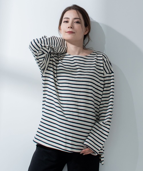 CHOCOA（チョコア）の「ボーダー長袖マタニティトップス（マタニティウェア/グッズ・レディース・ネイビー/イエロー/グリーン/バーガンディー・FREE）」の8枚目の写真