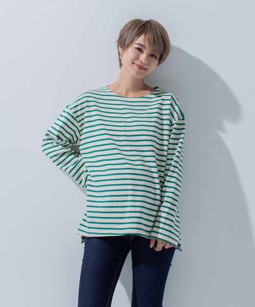 CHOCOA（チョコア）の「ボーダー長袖マタニティトップス（マタニティウェア/グッズ・レディース・ネイビー/イエロー/グリーン/バーガンディー・FREE）」の5枚目の写真