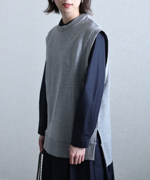 ElegChic(エレグシック)の「裏毛オーバーサイズワイドベスト(ベスト・レディース・ブラック/ライトカーキ/杢グレー・4L/M/XL)」の3枚目の写真