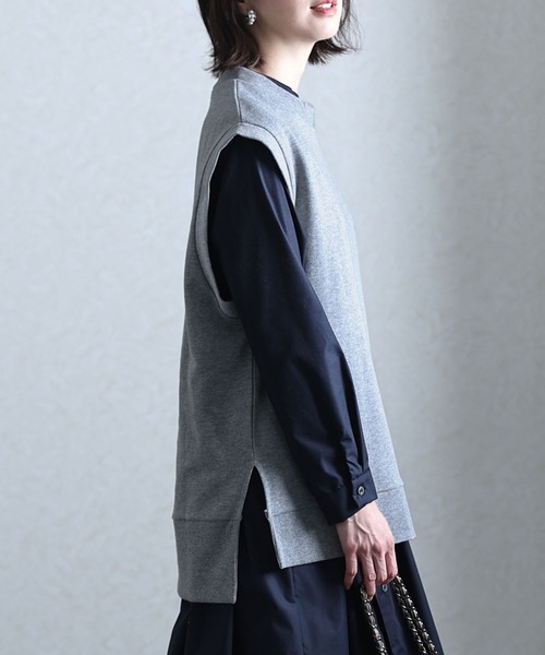 ElegChic(エレグシック)の「裏毛オーバーサイズワイドベスト(ベスト・レディース・ブラック/ライトカーキ/杢グレー・4L/M/XL)」の13枚目の写真