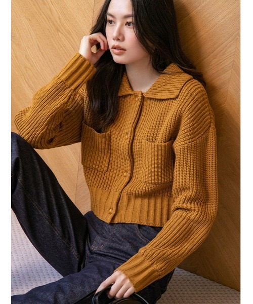 fifth（フィフス）の「襟付きニットカーディガン（カーディガン/ボレロ・レディース・レッド/マスタード・MEDIUM）」の2枚目の写真