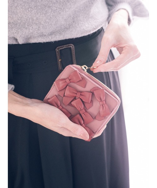 Maison de FLEUR ロットオブリボンミニウォレット ピンク メゾン ド フルール Maison de FLEUR ロットオブリボンミニ