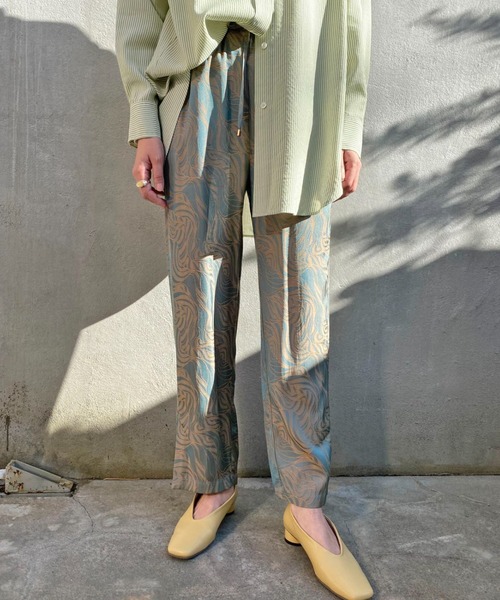 CIAOPANIC（チャオパニック）の「ジャガードリーフ柄パンツ（その他パンツ・レディース・ネイビー/ブラウン/グリーン・FREE）」の3枚目の写真