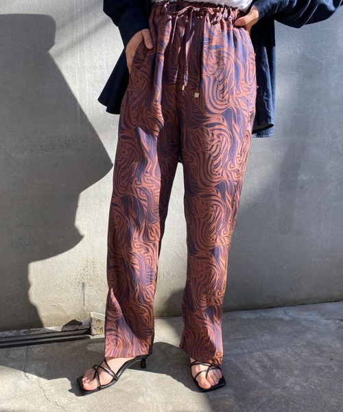 CIAOPANIC（チャオパニック）の「ジャガードリーフ柄パンツ（その他パンツ・レディース・ネイビー/ブラウン/グリーン・FREE）」の12枚目の写真