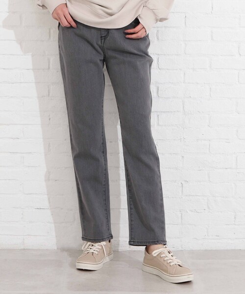 SHOO・LA・RUE(シューラルー)の「◆【SS-3L】デニムストレートパンツ(デニムパンツ・レディース・チャコールグレー/ブルー/ダークネイビー・10/01/02/03/04/05)」の1枚目の写真