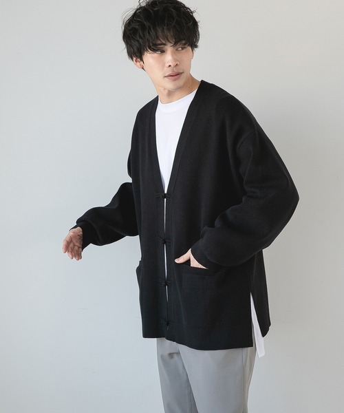 LOWRYS FARM(ローリーズファーム)の「チャイナカーデ 267537(カーディガン/ボレロ・メンズ・ライトグレー/ブラック・MEDIUM/LARGE)」の1枚目の写真