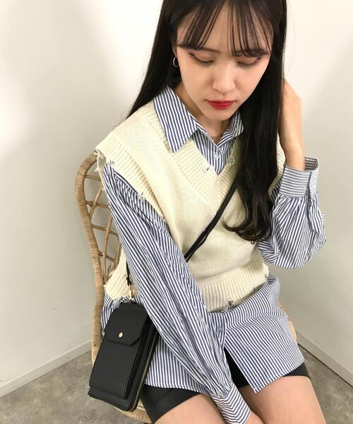 INGNI(イング)の「ブロークンVネックベストSET(ニット/セーター・レディース・ブラック/オレンジ/グリーン/アイボリー/グレー系その他・M)」の10枚目の写真