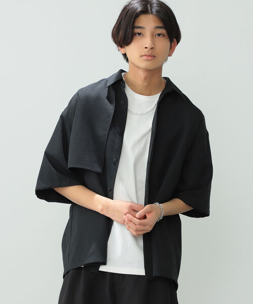 BeAMS DOT（ビームスドット）の「【WEB限定】BeAMS DOT / ショートスリーブ ヨークシャツ（シャツ/ブラウス・メンズ・ブラック/ベージュ・MEDIUM/LARGE）」の7枚目の写真